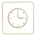 Clock - icon in a light brown frame. Vector graphics.